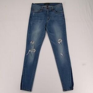 Flying Monkey Jeans Womens 27 Blue Mid Rise Ankle Skinny Distressed‎ Stretch